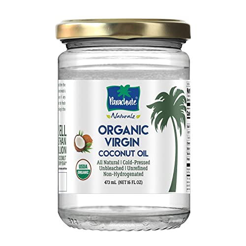 Parachute Naturalz Organic Virgin Coconut Oil | For Cooking, Hair, Body & Oil Pulling | Cold Pressed | Unbleached | Unrefined | Non-Hydrogenated | MCT Oil | USDA Certified |16 Fl.Oz | Glass Jar - Image 1