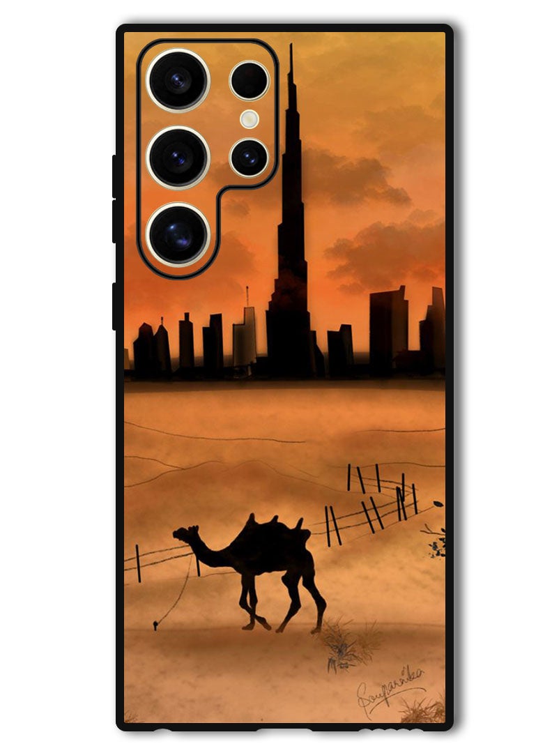Theodor Protective Case Anti Scratch Shock Proof Bumper Cover For Samsung Galaxy S24 Ultra Sunset Camel Burj Khalifa - Image 1
