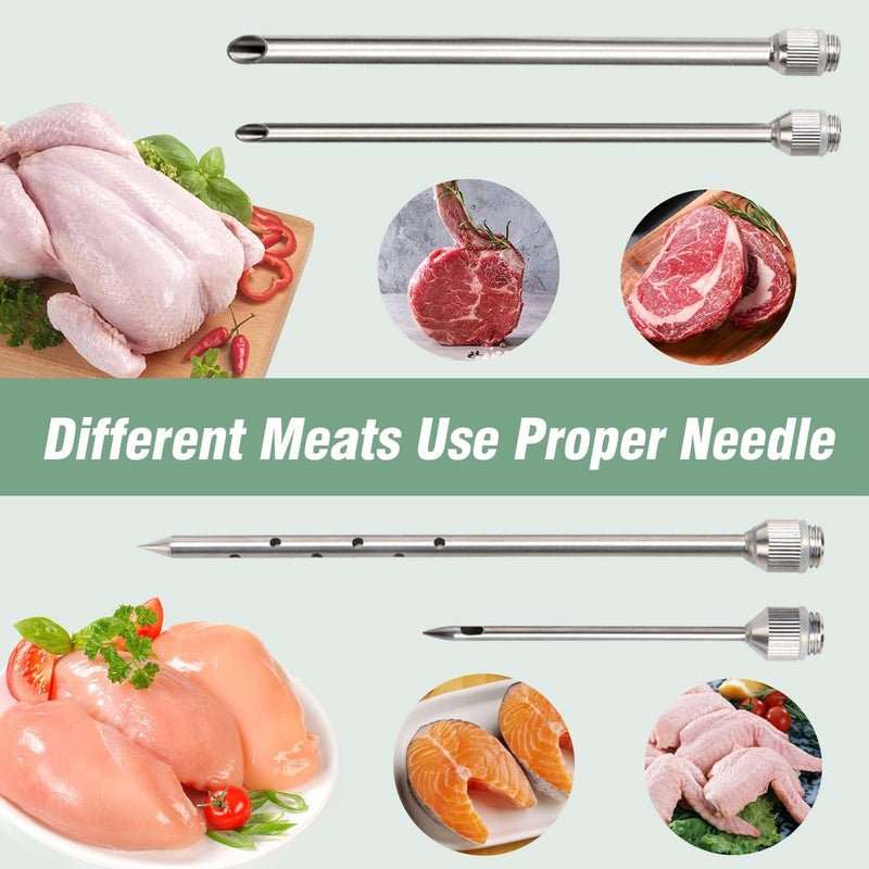 Tri-Sworker Meat Injector Syringe for Smoking with 4 Marinade Flavor Food Injector Needles, Ideal to Injector Marinades for Meats, Turkey, Brisket, Beef; 2-OZ Capacity - Image 2
