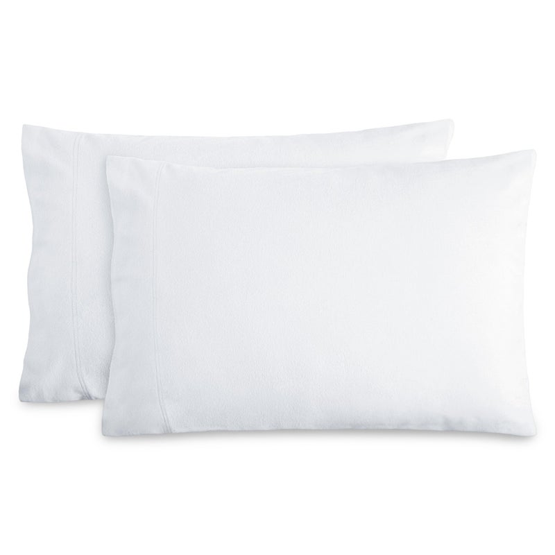 Bare Home Flannel Standard Pillowcases Set of 2100 Cotton  Velvety Soft  Cozy  Double Brushed Heavyweight Flannel Pillowcases Standard Pillowcase Set of 2 White