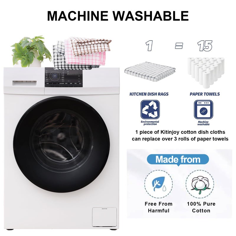 Kitinjoy Cotton 8 Pack Terry Kitchen Dish Cloths  12 X 12 Inches Super Soft And Absorbent Dish Rags  Quick Drying Dish Towels For Washing Dishes  Mix Color - Image 5