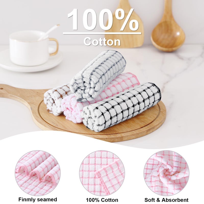 Kitinjoy Cotton 8 Pack Terry Kitchen Dish Cloths  12 X 12 Inches Super Soft And Absorbent Dish Rags  Quick Drying Dish Towels For Washing Dishes  Mix Color - Image 2