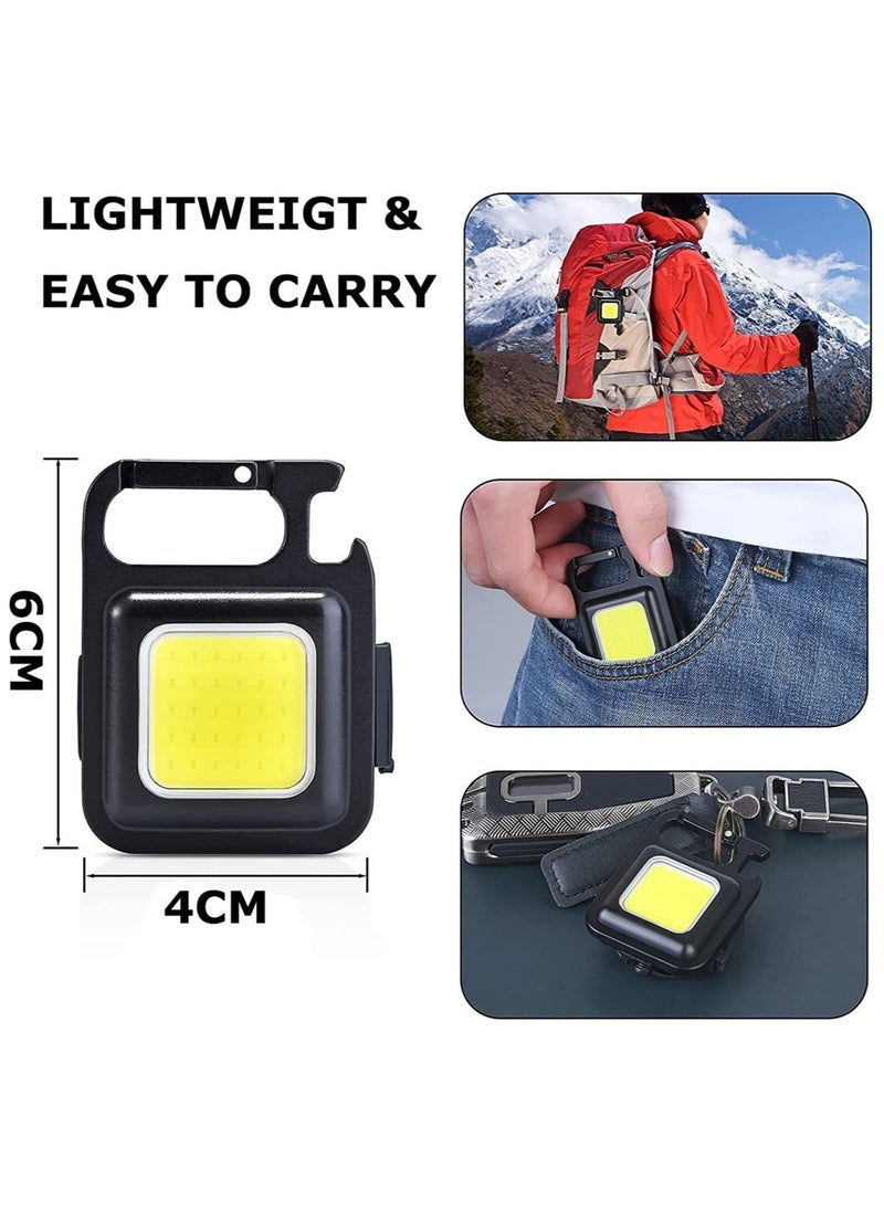 ELTRAZONE 2 pc COB Keychain Work Light,Keychain Flashlight 1000 Lumen Emergency Light with 3 Light Mode Magnetic Work Light and Folding Bracket Bottle Opener,  - Image 2