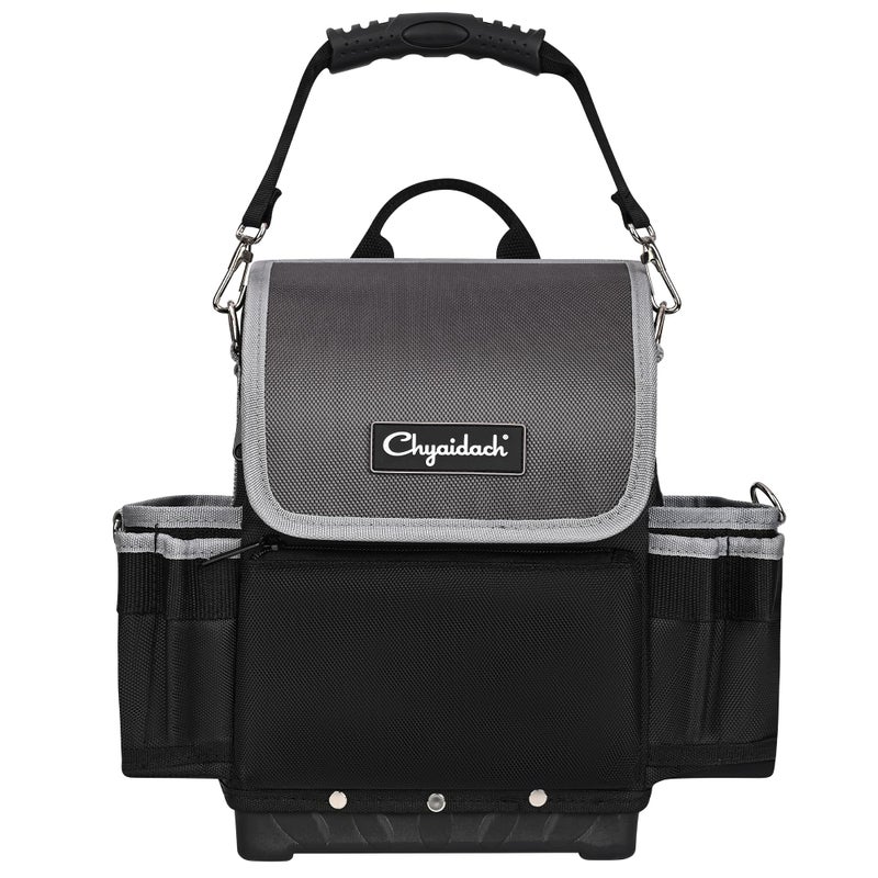Chyaidach Electrician Tool Bag, 30-Pockets Heavy Duty Tool Pouch with Hard Bottom & Shoulder Strap, Utility Toolbox Storage Organizer for Service Tech HVAC Electrical Plumber - Image 1