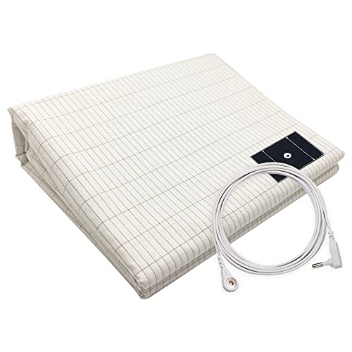saldalavl Conductive Grounding Sheet Queen Silver Fiber Grounding Well Bed Mat with 15ft Cable Organic Cotton for Better Sleep Increase Energy 60x80in - Image 1