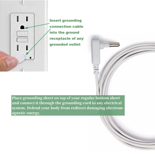 saldalavl Conductive Grounding Sheet Queen Silver Fiber Grounding Well Bed Mat with 15ft Cable Organic Cotton for Better Sleep Increase Energy 60x80in - Image 3