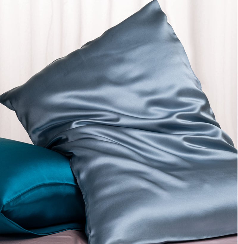 ROSEWARD 100% Mulberry Silk Pillowcase for Hair and Skin Made in USA, 22 Momme King Size Silk Pillow Case with Zipper, Cooling and Soft, Anti Wrinkle, Anti Acne, Washable (Blue Grey, King) - Image 3