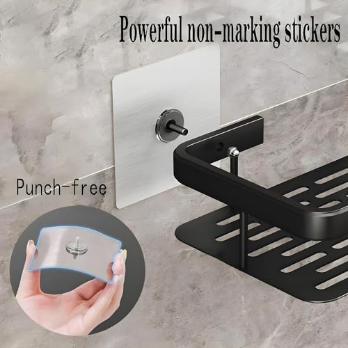 Boniry 2 Pcs Aluminium Heavy Duty Self Adhesive Wall Shelf, Modern Style, Bathroom Shelf Organiser - Image 3