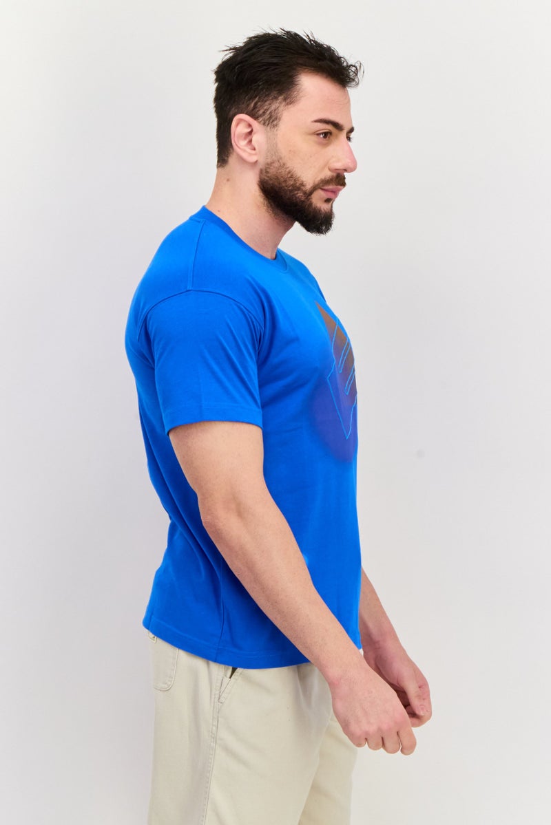ESPRIT Men Crew Neck Short Sleeves Brand Logo T-Shirt, Blue - Image 4