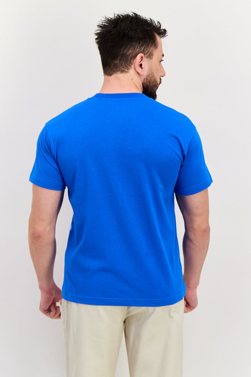ESPRIT Men Crew Neck Short Sleeves Brand Logo T-Shirt, Blue - Image 2