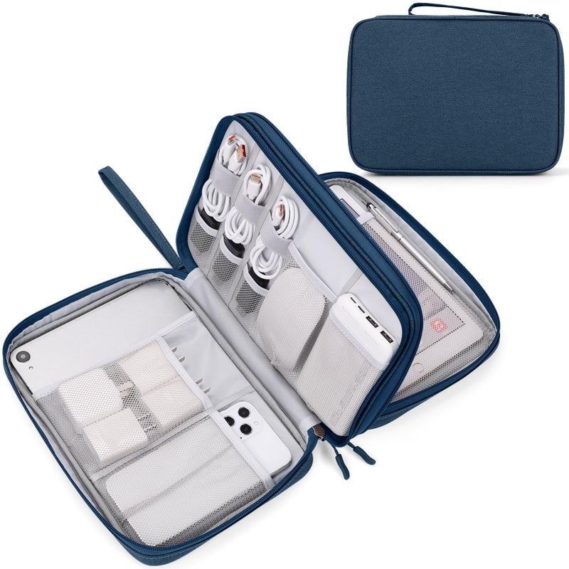 Waterproof Travel Cable Organizer Bag with Double Layer Storage for Cords, Chargers, Phone and Earphone - Image 1