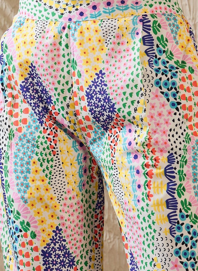 StyleStone طقم قميص مزخرف بالأزهار مع ياقة وقميص وسروال من ستايلستون - Image 3