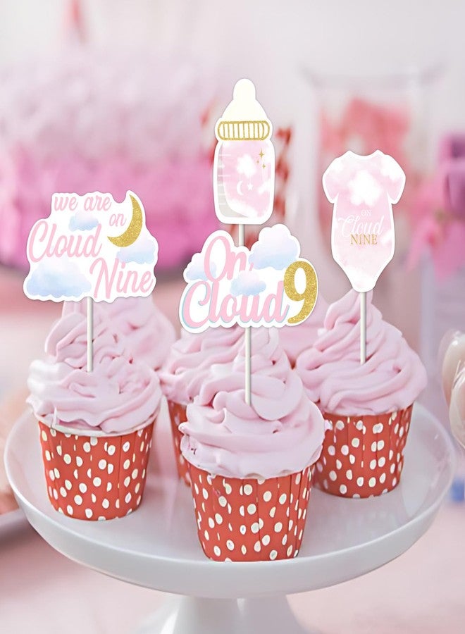 Blisstock 24PCS On Cloud 9 Baby Shower Decorations We are On Cloud 9 Baby Shower Cupcake Toppers Clouds Themed Cake Decorations for Girls On Cloud 9 Birthday Party Baby Showers Supplies - Image 2