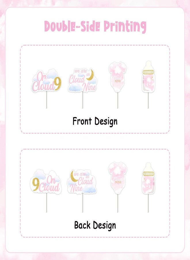 Blisstock 24PCS On Cloud 9 Baby Shower Decorations We are On Cloud 9 Baby Shower Cupcake Toppers Clouds Themed Cake Decorations for Girls On Cloud 9 Birthday Party Baby Showers Supplies - Image 4