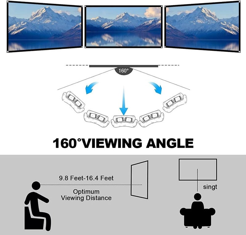klarako 60" Projector Screen, 60inch Small 16:9 HD Foldable Anti-Crease Video Projection Screen, Portable 4:3 Outdoor Indoor Home Theater Movie Projector Curtain Fit for Party Camping Movie Bedroom - Image 4