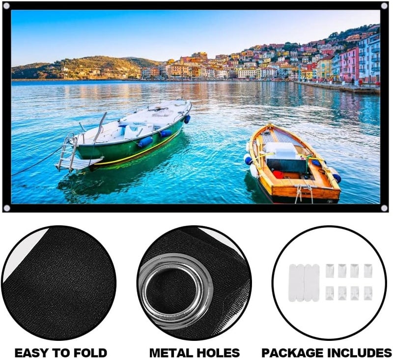 klarako 60" Projector Screen, 60inch Small 16:9 HD Foldable Anti-Crease Video Projection Screen, Portable 4:3 Outdoor Indoor Home Theater Movie Projector Curtain Fit for Party Camping Movie Bedroom - Image 5