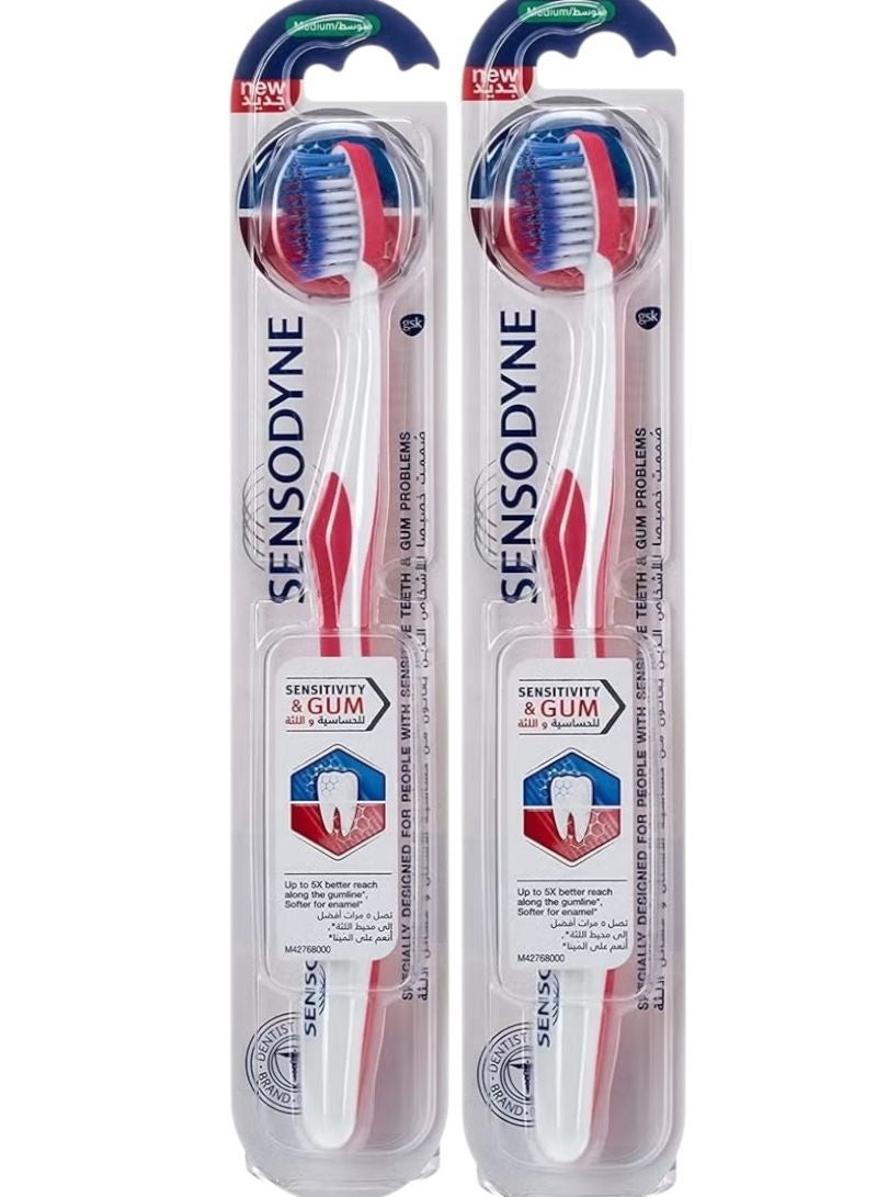 Sensodyne Soft Toothbrush Sensitivity&Gum Toothbrush (2 Pc) Multi color