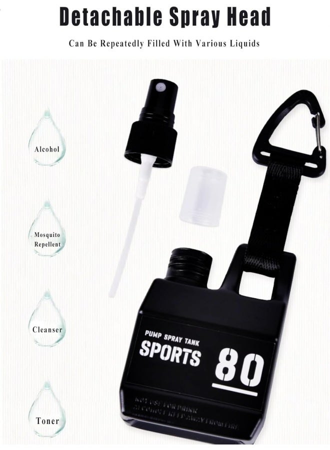 زجاجتان صغيرتان للرش مع سلسلة مفاتيح، زجاجات رش بلاستيكية صغيرة للتخييم سعة 80 مل قابلة لإعادة التعبئة، حاويات صابون اليدين للسفر، حاويات مطهر اليدين الفارغة المحمولة للتخييم في الهواء الطلق (لونان) - Image 4