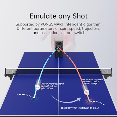 PONGBOT Table Tennis Robot, Portable Ping Pong Machine, APP Control, 264 Built-in Routines, 150-Ball Capacity, Customize Spin/Speed for Solo Training & Coaching, One-Year Warranty - Image 5