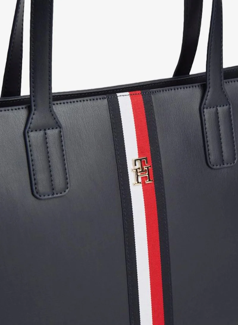 Tommy Hilfiger Space Blue TH Monogram Plaque Webbing Tote Bag for Women | Best Price UAE
