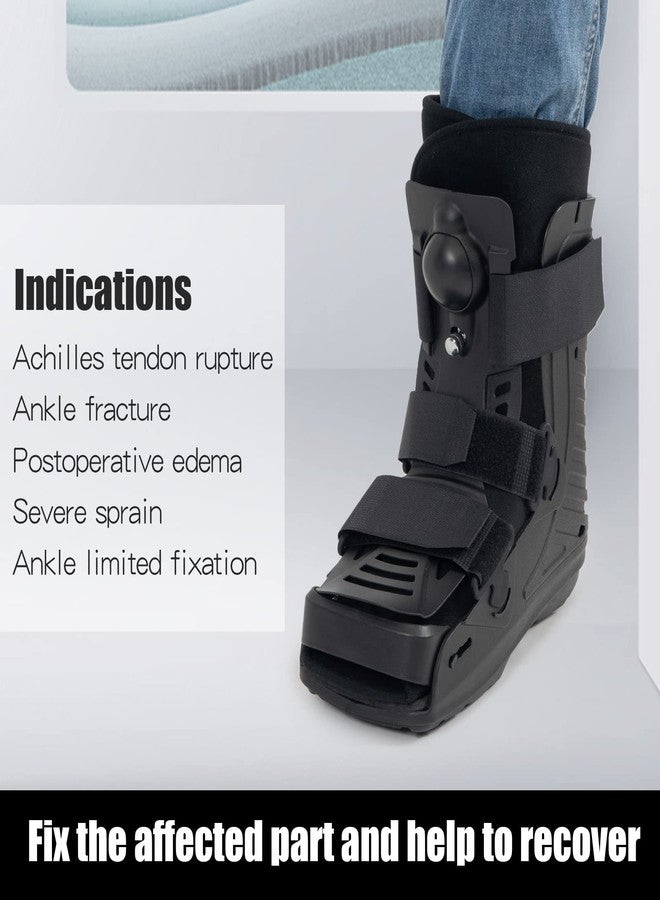 GHORTHOUD Air Cam Walker Fracture Boot Medical Inflatable Walking Boot Orthopaedic Boot for Sprained Ankle, Short Air Walker Brace for Broken Foot Achilles Tendon Injury Black (Small) - Image 3
