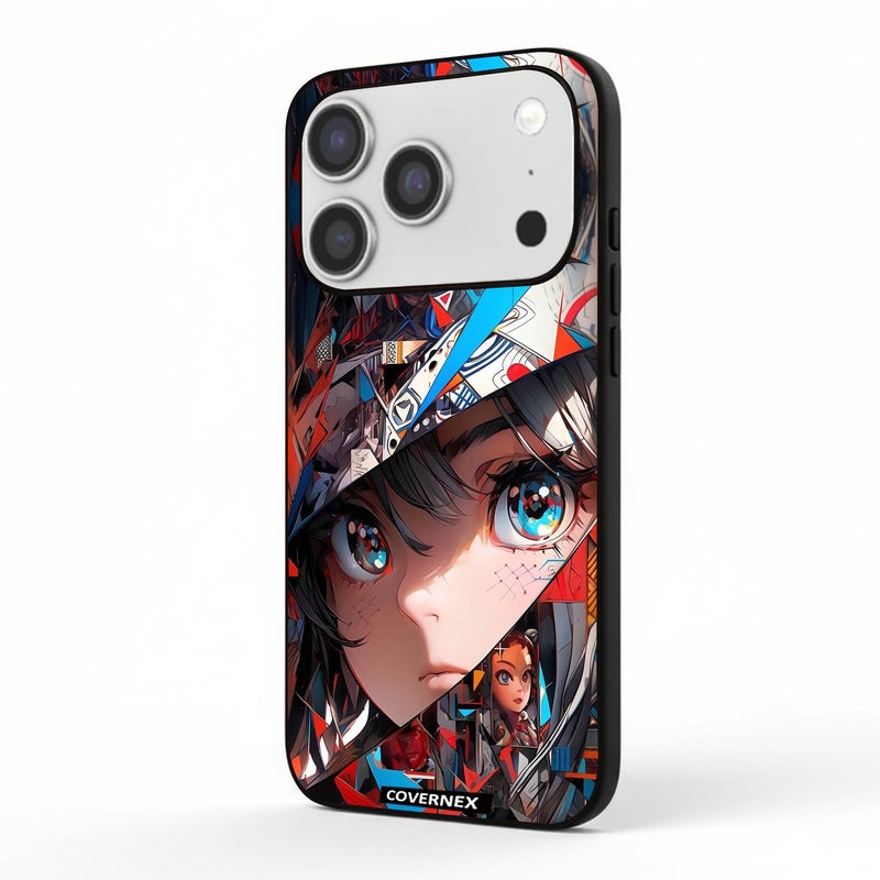Covernex Apple iPhone 17 Pro Protective Case Cover Printed Featuring Abstract Collage Anime Eyes Graphic - Image 1