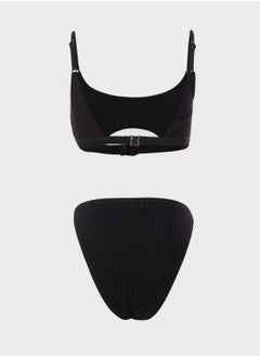 SOUTH BEACH Buckle Detail Ribbed Bikini Set  - Image 2