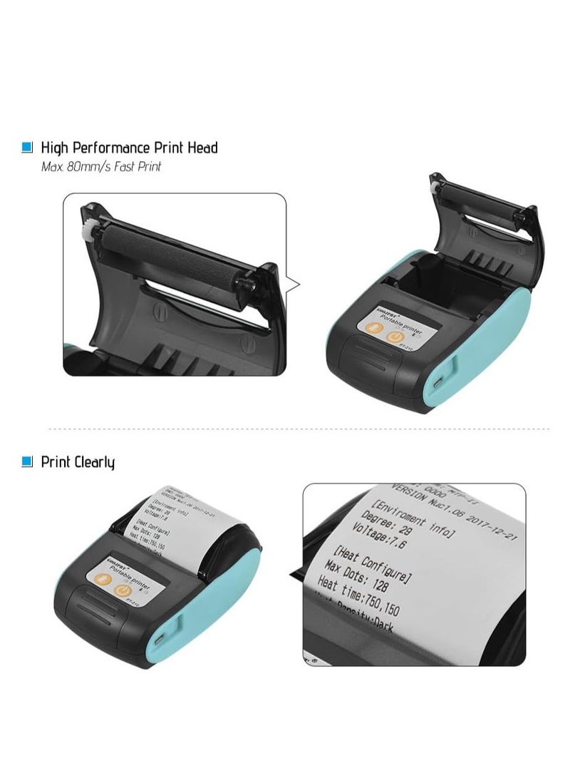 bluetooth thermal receipt printer 58mm,wireless portable mini pocket invoice bill ticket pos printer for small business, compatible with android/WINDOWS/LINUX,NOT for ios/MAC/ipad（blue color）  - Image 3