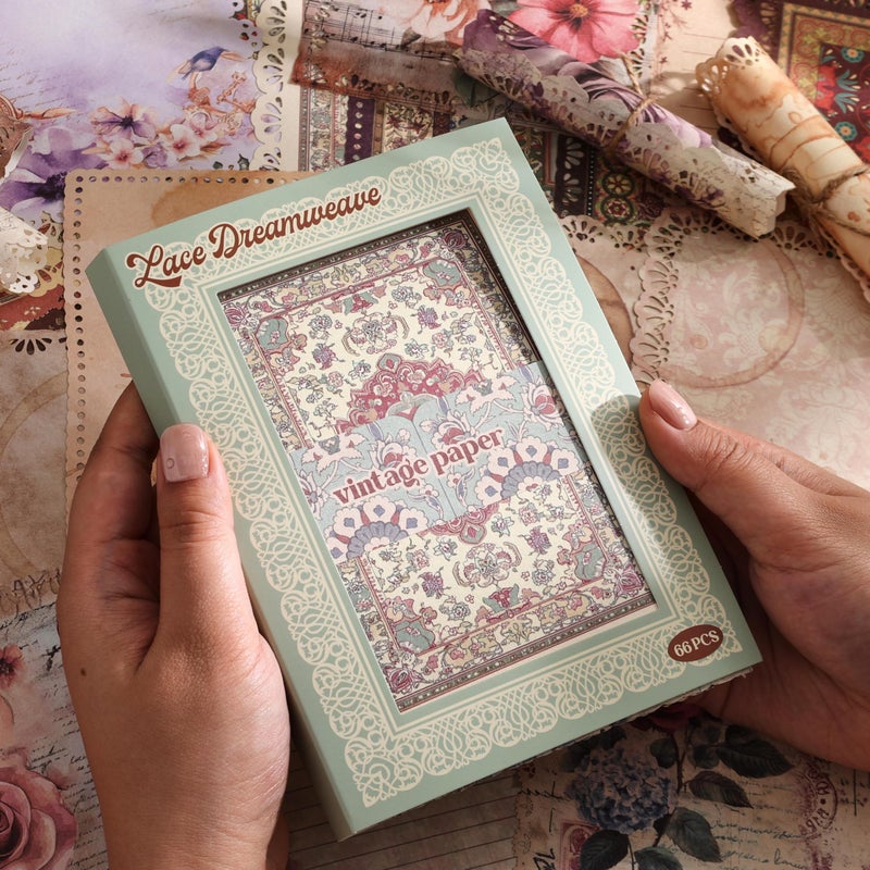 emmoolife 66 Sheets Lace Edged Scrapbook Paper Set, 6 Packs Vintage Decorative Paper Scrapbooking Supplies for Letter Writing Background Stationery Ephemera for Junk Journaling, DIY Art Collage 4.9x6.9 in - Image 5