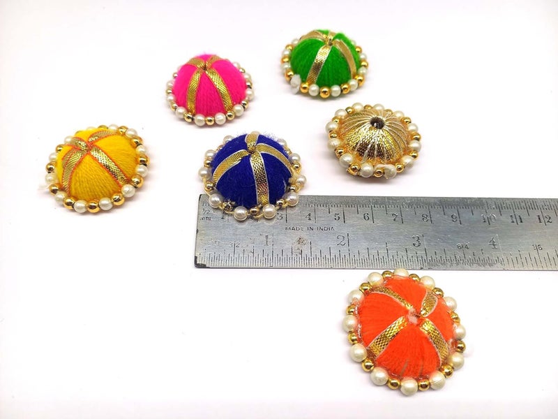 PRANSUNITA Multicolor Gota Jhumki Latkan Beads Caps for Art Work Diwali, Lohri, Vandanwar Ethnic Bangles, Handcrafted- Size – 1.5 inch - 40 Pcs - Image 2