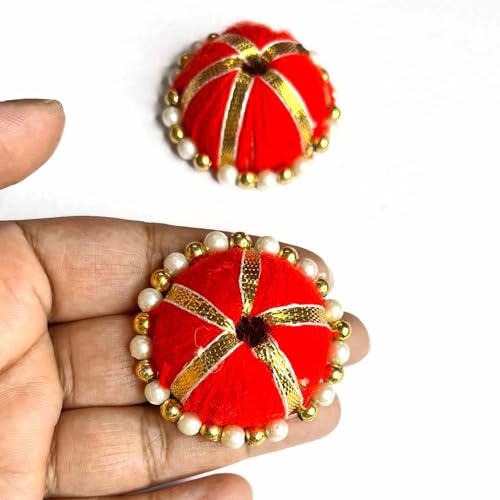 PRANSUNITA Multicolor Gota Jhumki Latkan Beads Caps for Art Work Diwali, Lohri, Vandanwar Ethnic Bangles, Handcrafted- Size – 1.5 inch - 40 Pcs - Image 4