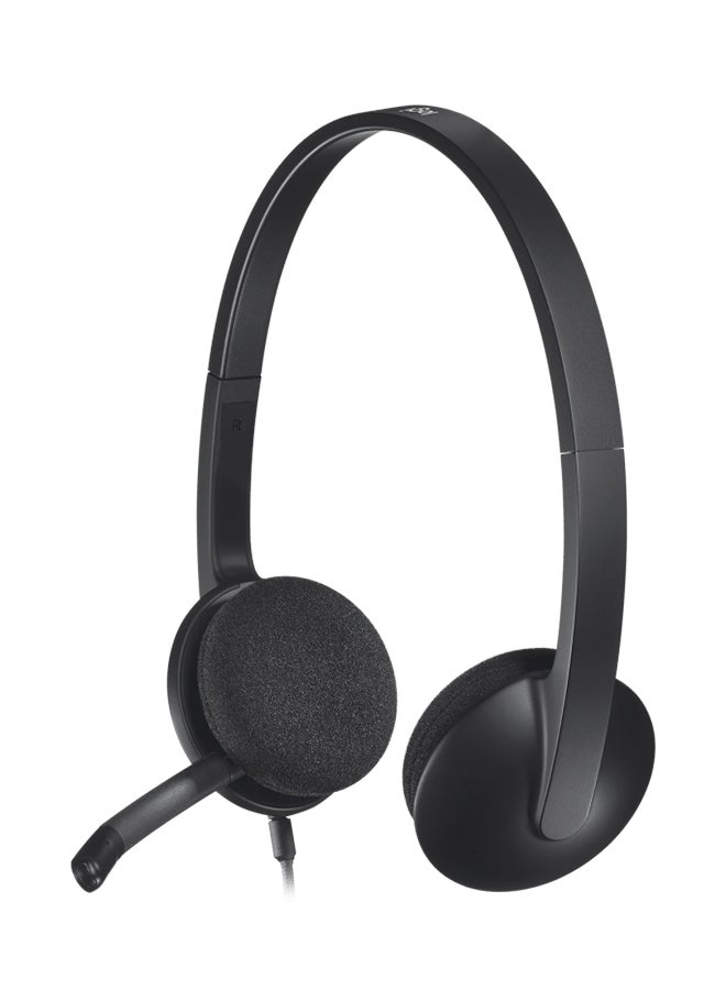 H340 USB Headset, Plug And Play, Noise Cancelling Microphone, USB Type A, Adjustable Headband - Black - Image 2
