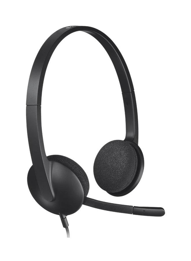 H340 USB Headset, Plug And Play, Noise Cancelling Microphone, USB Type A, Adjustable Headband - Black - Image 3
