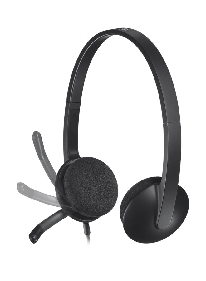 H340 USB Headset, Plug And Play, Noise Cancelling Microphone, USB Type A, Adjustable Headband - Black - Image 4