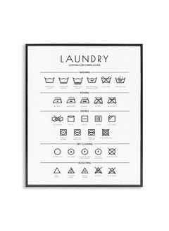 Stupell Industries Stupell Industries Laundry Cleaning Symbols Minimal Design Framed Giclee Art Design by Martina Pavlova  - Image 1