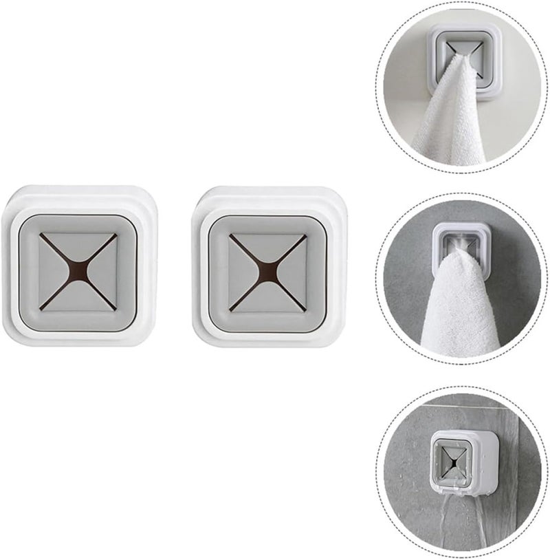 FUOYLOO Punch-Free Wall Towel Holders 3pcs Set Gray Bathroom Kitchen Rag Organizer Hooks for Home Storage - Image 5