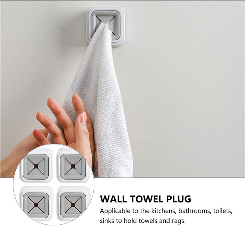 FUOYLOO Punch-Free Wall Towel Holders 3pcs Set Gray Bathroom Kitchen Rag Organizer Hooks for Home Storage - Image 3