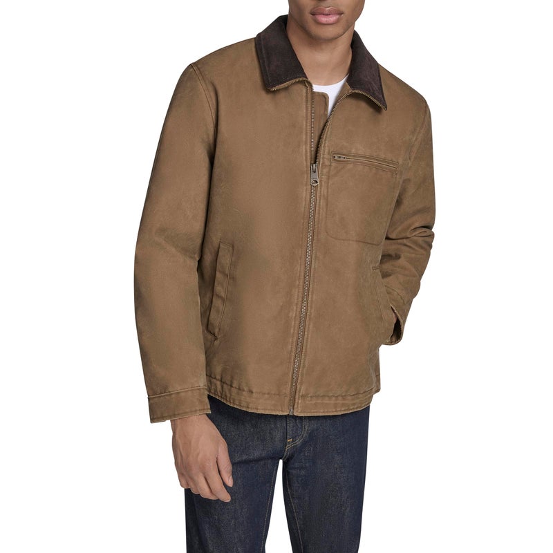 Levi's Men's Cotton Depot Jacket with Corduroy Collar, Worker Brown Wax Look, Medium - Image 1
