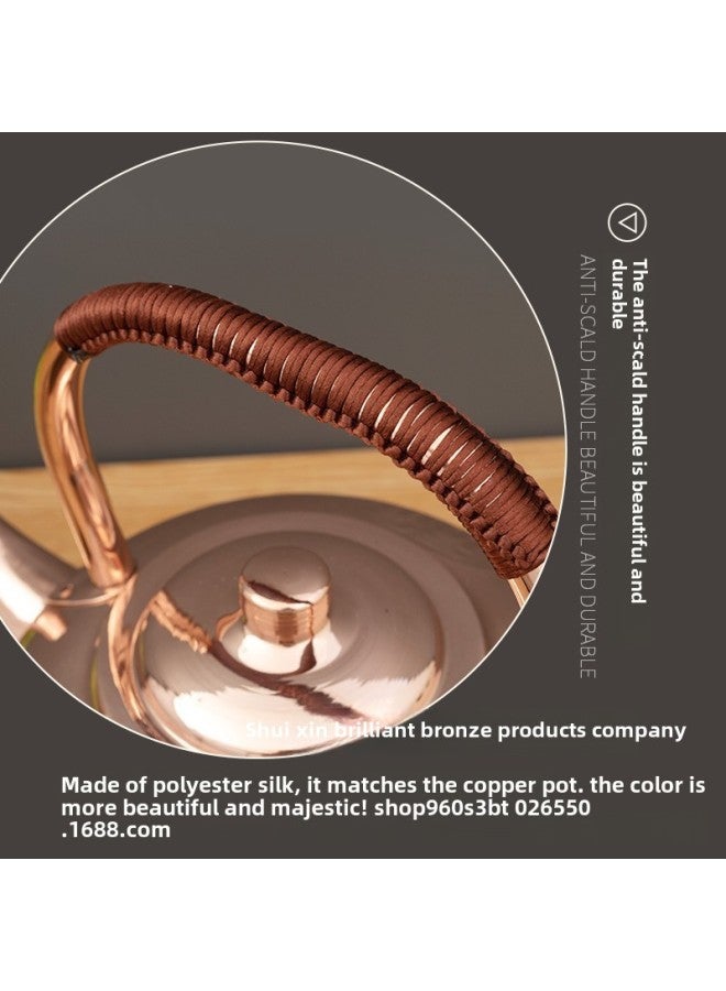 Pure Copper Water Kettle, Copper Thickeneded Soup Kettle, Copper Hot Pot Restaurant Special Long Mouth, Household Tea Making Old Copper Kettle, Handmade-Color:5 Liter Brass Pot (extended Spout) Original Color Model  - Image 3