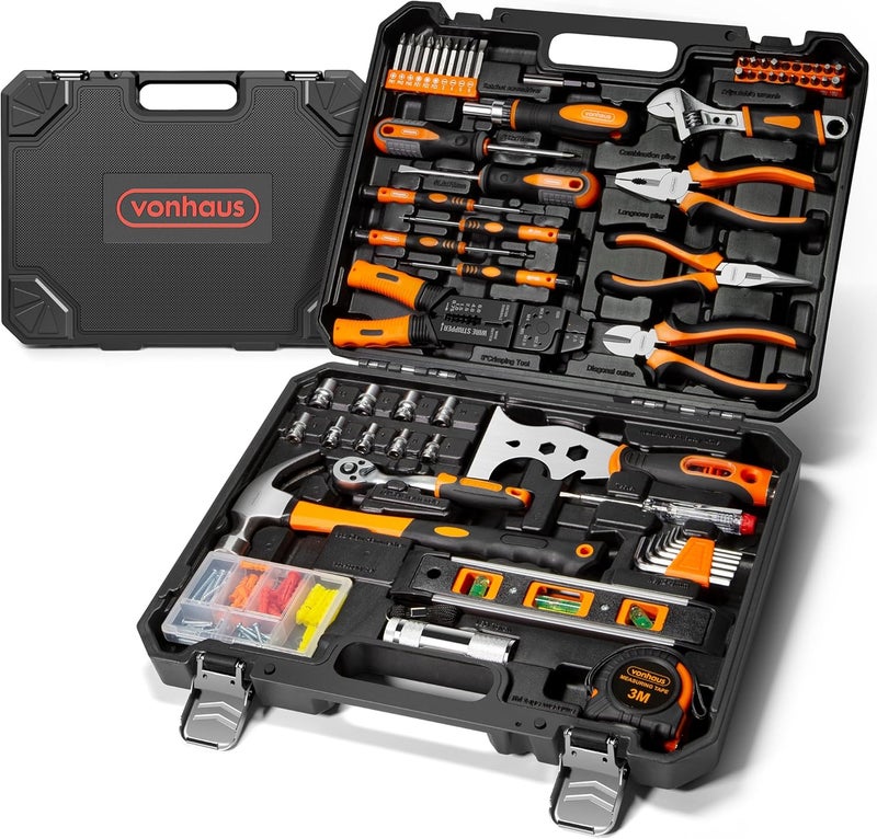 VonHaus Ultimate 120 pcs Tool Kit - Comprehensive DIY Tool Box with Hand Tools, LED Torch, Hex Keys, and 3m Tape Measure - Image 1