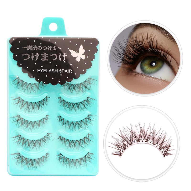 Dorisue Wispy eyelashes Brown lashes Natural looking false eyelashes Lightweight Reuseable 5 Pair Set X4