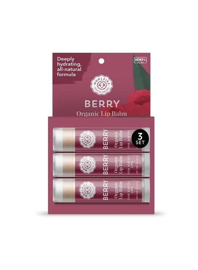 Woolzies Lip Balm Set: Woolzies All-Natural Shea Butter, Beeswax, Coconut Oil, Vitamin E Infused Lip Moisturizer Care (3 Pack, Berry) - Image 1