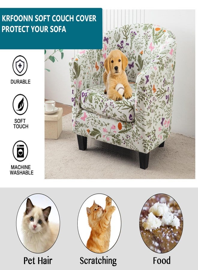 KRFOONN Club Chair Slipcover 2 Piece Stretch Printed Round Barrel Chair Covers Removable Tub Chair Slipcover with Elastic Bottom Chair Coverings Furniture Protector Cover for Living Room, B14 - Image 5