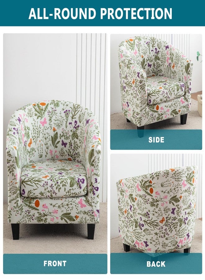 KRFOONN Club Chair Slipcover 2 Piece Stretch Printed Round Barrel Chair Covers Removable Tub Chair Slipcover with Elastic Bottom Chair Coverings Furniture Protector Cover for Living Room, B14 - Image 4