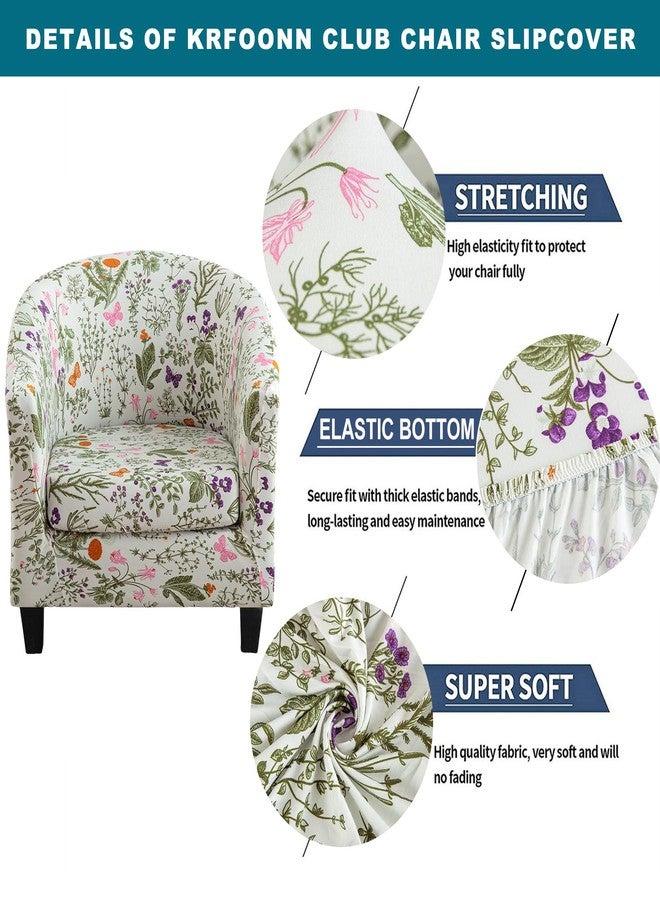 KRFOONN Club Chair Slipcover 2 Piece Stretch Printed Round Barrel Chair Covers Removable Tub Chair Slipcover with Elastic Bottom Chair Coverings Furniture Protector Cover for Living Room, B14 - Image 2