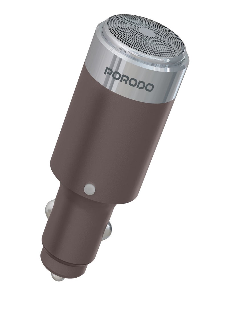 porodo Multifunctional Car Charger with Electric Shaver, PD 30W Fast Charging, 40min Working Time, Auto Off Function, Aluminum Alloy Stainless Material, One Button Operation, Travel Friendly, 6000RPM Motor - Brown - Image 1