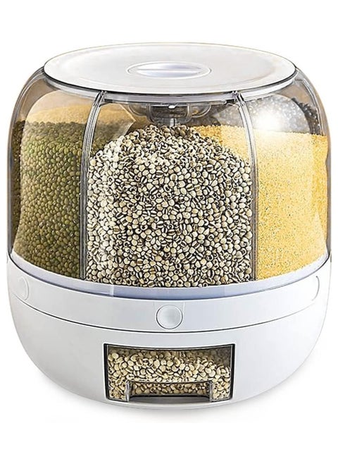 Rotatable Cereal/Grain Dispenser 15Lbs, 360° Food Dispenser with One-Click Precision for Small Grains, Beans, and Rice Storage in Kitchen