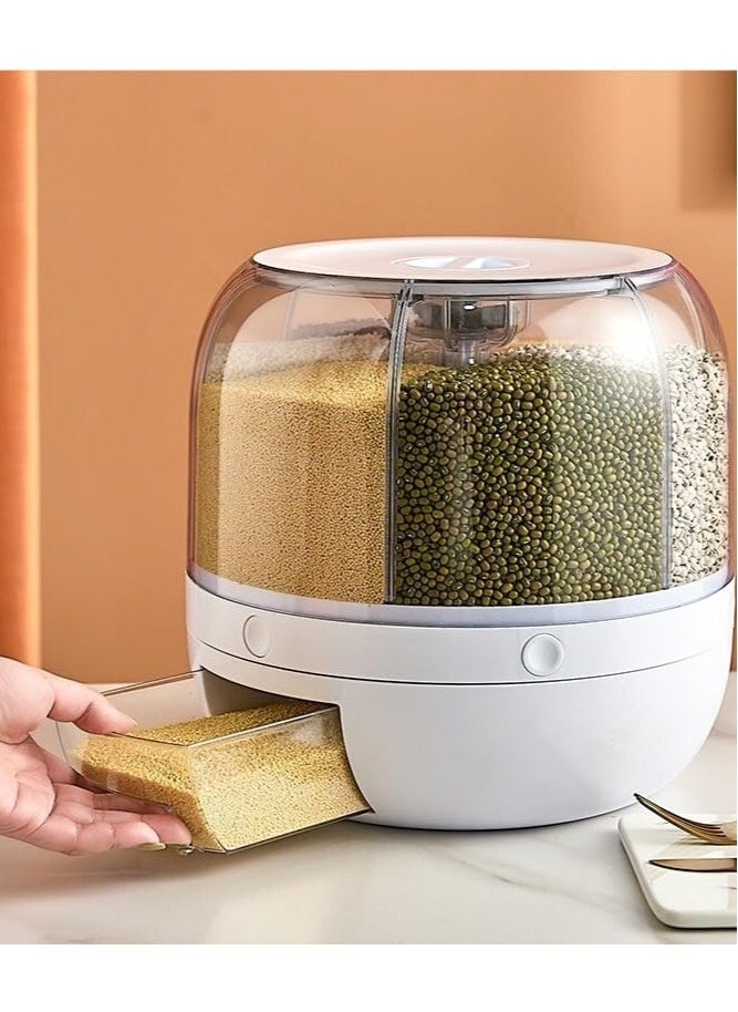 SILVER CREST - Rotatable Cereal/Grain Dispenser 15Lbs, 360° Food Dispenser with One-Click Precision for Small Grains, Beans, and Rice Storage in Kitchen - Image 1