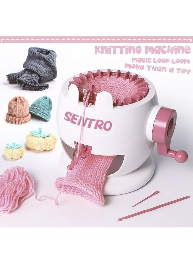 22 Needles Knitting Machine with Electric Adapter, Knitting Board Rotating Double Loom with Crank Handle Adapter Hex Steel Bit for Automatic Knit - Image 2
