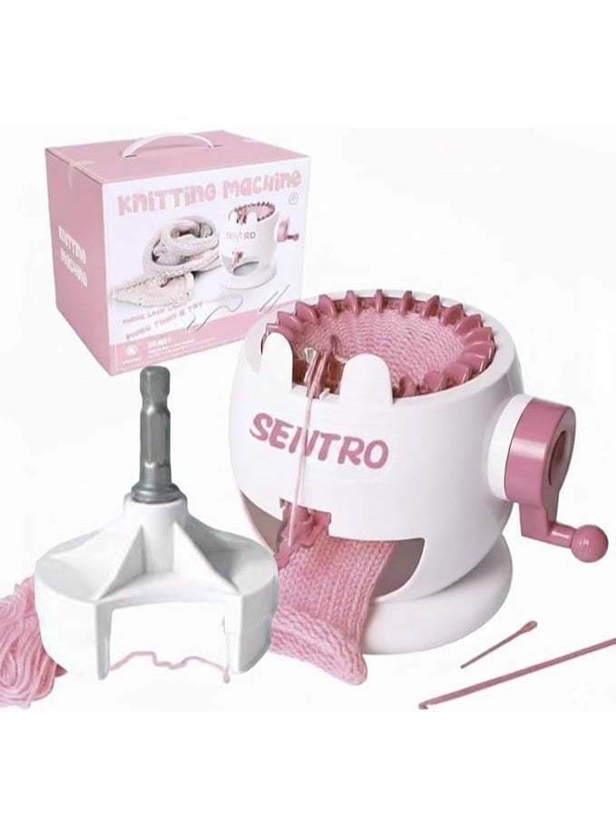 22 Needles Knitting Machine with Electric Adapter, Knitting Board Rotating Double Loom with Crank Handle Adapter Hex Steel Bit for Automatic Knit - Image 1
